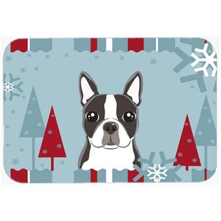 SKILLEDPOWER Winter Holiday Boston Terrier Mouse Pad; Hot Pad & Trivet SK259341